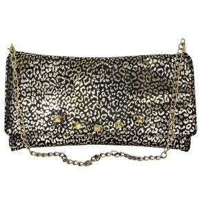 Betsey Johnson Metallic Studded Animal Print Large Envelope Clutch Bag Purse